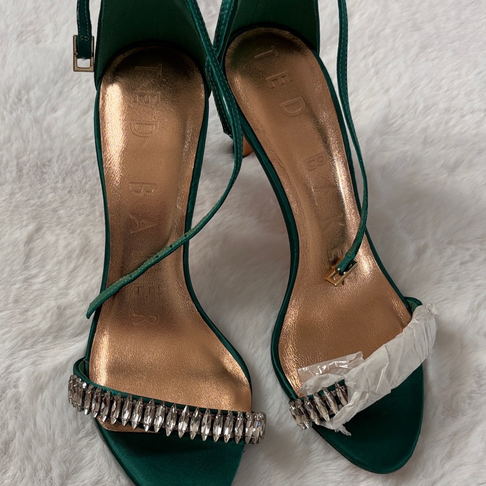 Ted Baker Emerald Green Heels with Crystal Accents